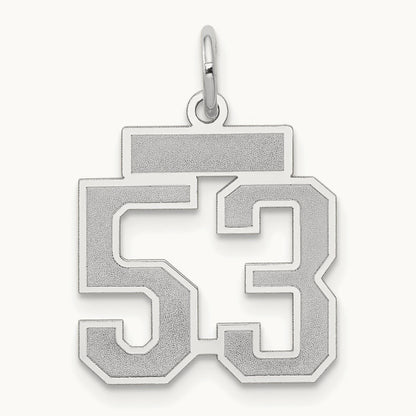 Small Satin Number 53 Charm, 14K White Gold