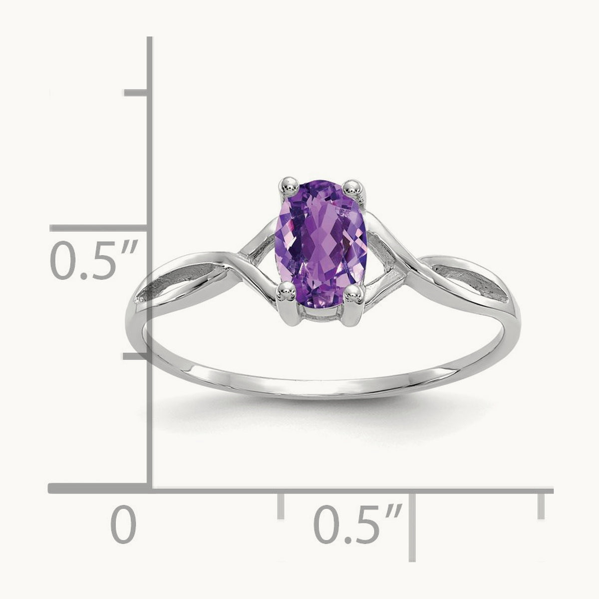 Amethyst Birthstone Ring, 14K White Gold