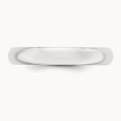 Half Round Band, 4mm, 10K White Gold