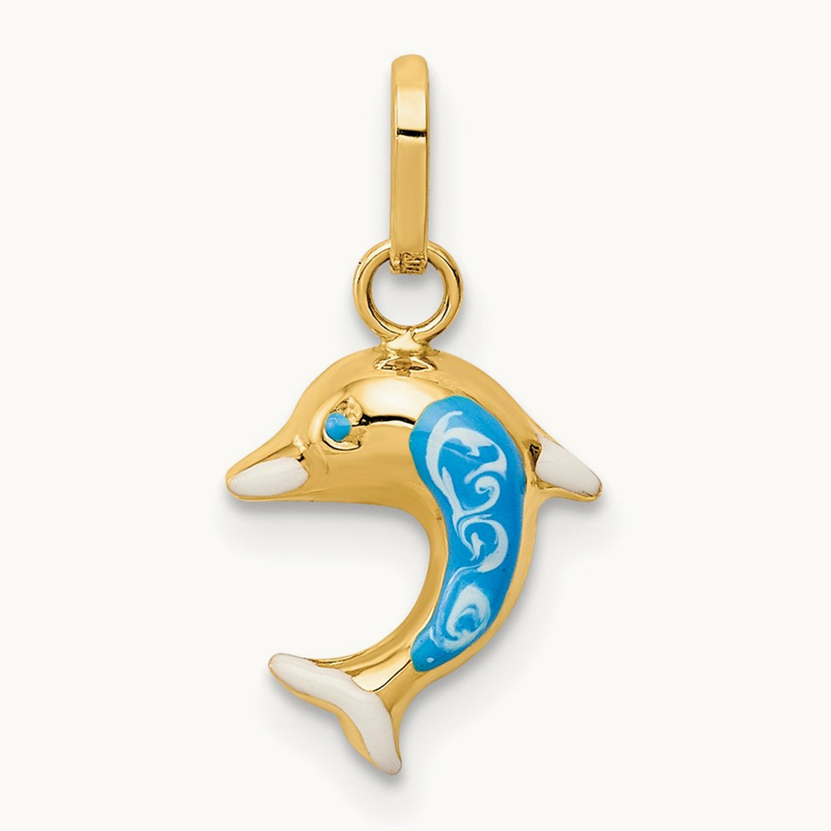 Enameled Dophin Charm, 14K