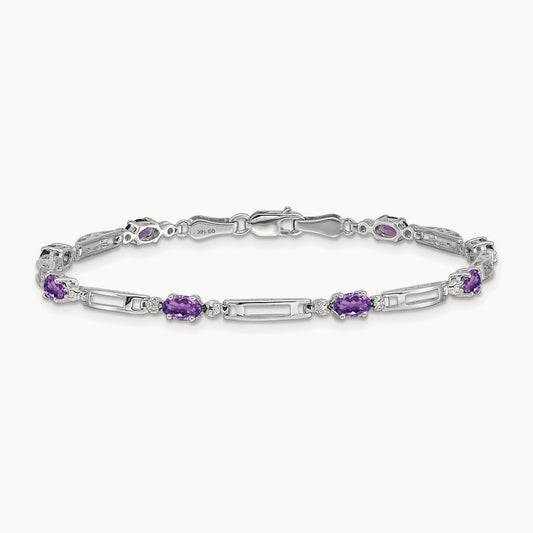 Diamond and Amethyst Bracelet — 14K White Gold