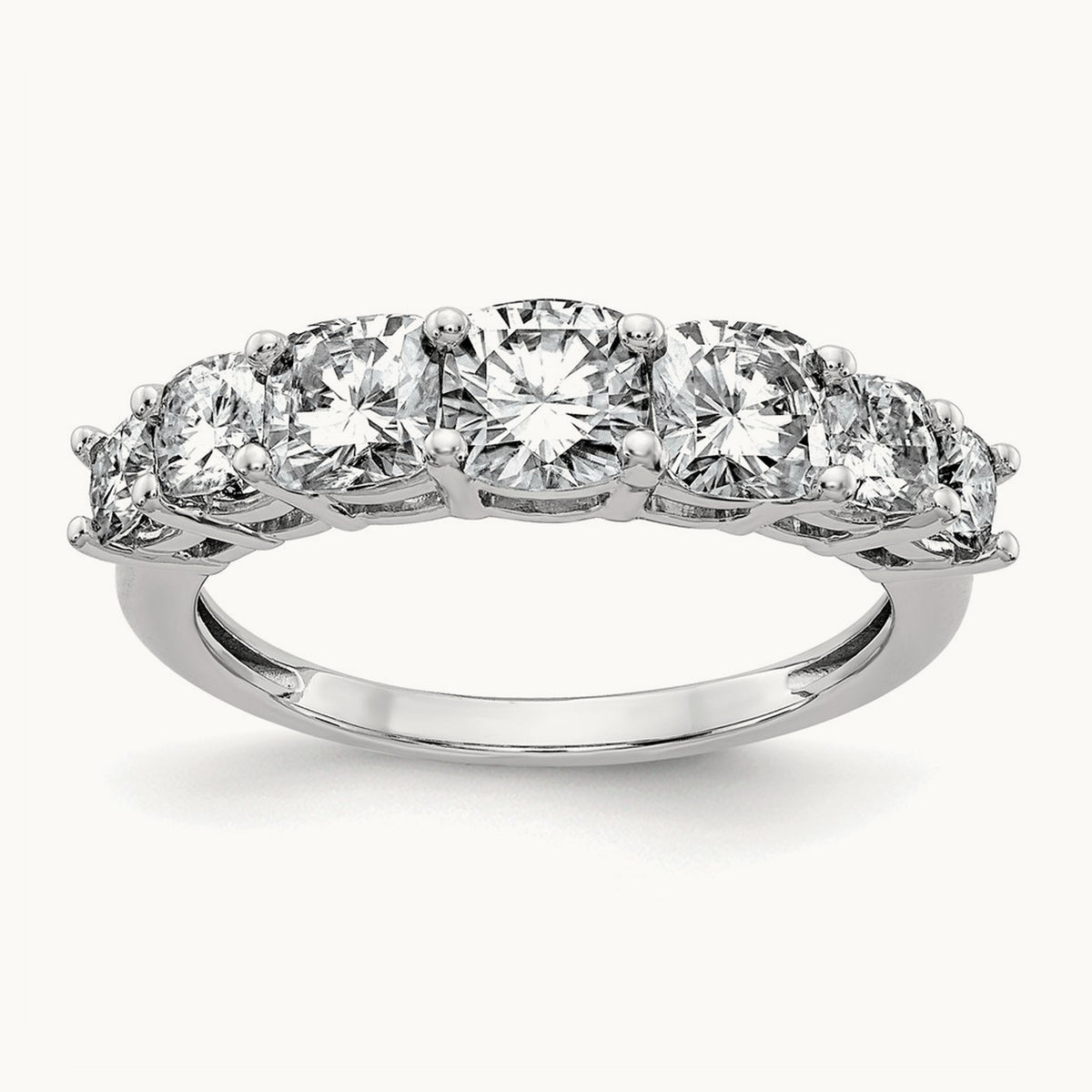 Cushion 7 Stone Band, 1.50-3.25 ct tw Lab-Grown Diamond — 1 5/8 ct, 14K White Gold
