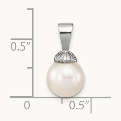 8- Round Freshwater Cultured Pearl Pendant — 14K White Gold