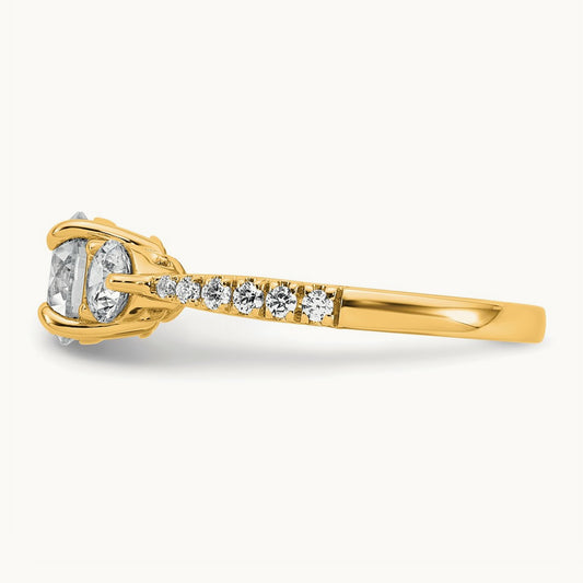 Round 3 Stone Engagement Ring, 1.50-3.00 ct tw Lab-Grown Diamond — 1 5/8 ct, 14K Yellow Gold