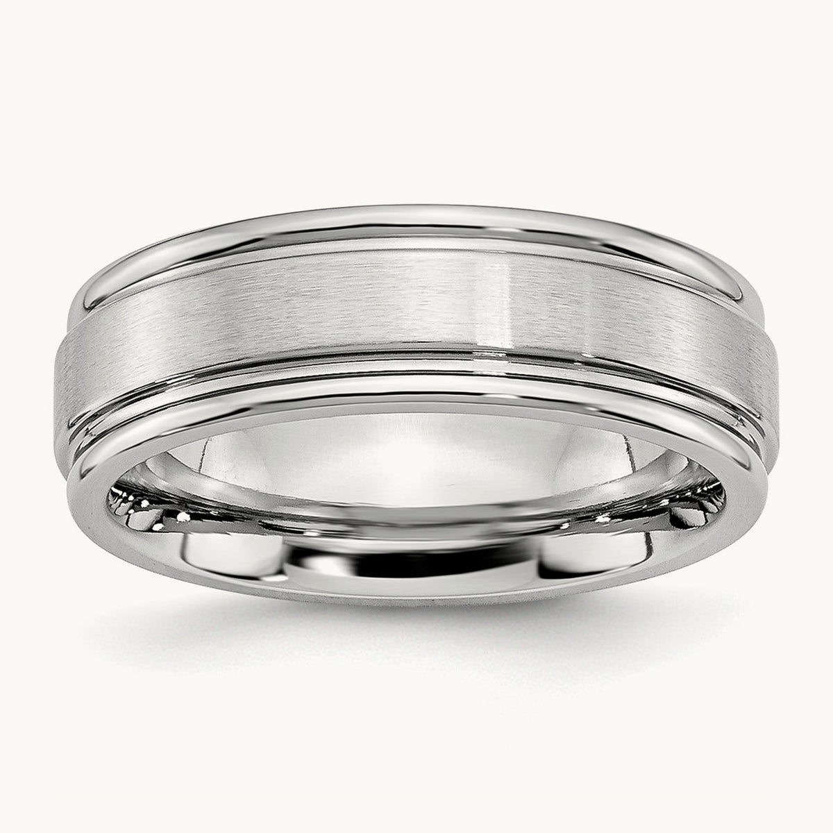 Cobalt Satin and Polished Ridged Edge Band — 7mm (2)