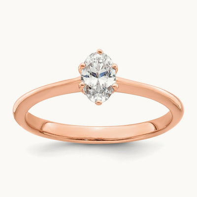 Polish 1/2ct Oval Leaf Design Semi-Mount Dia Ring, 14K Rose