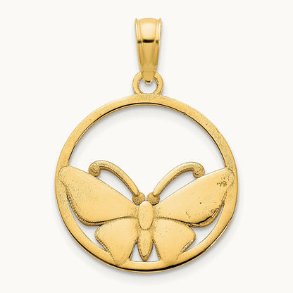 Epoxy Butterfly Pendant, 14K