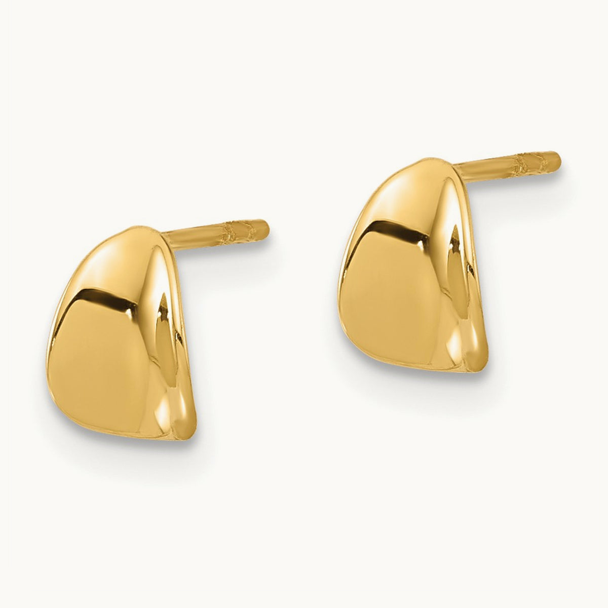 Polished Wavy Post Earrings, 14K