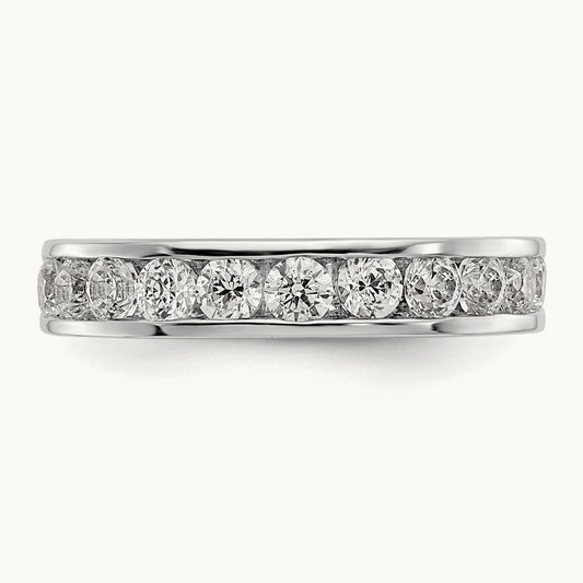 11-Stone Diamond Channel Band, 14K White Gold