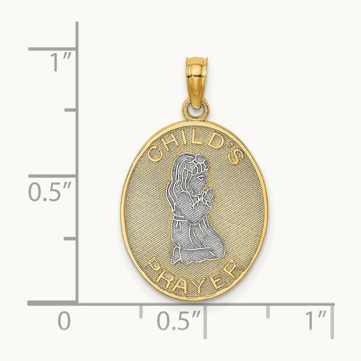 w/Rhodium Reversible CHILDS PRAYER w/Girl Charm, 14K