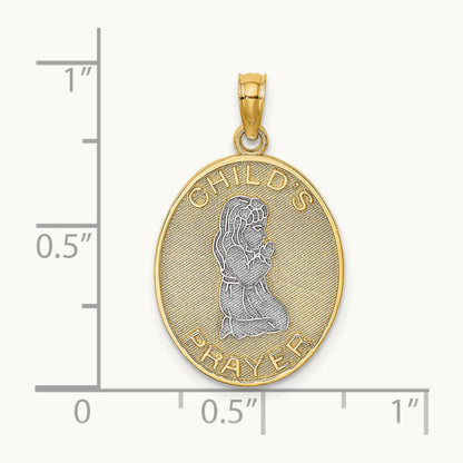 w/Rhodium Reversible CHILDS PRAYER w/Girl Charm, 14K