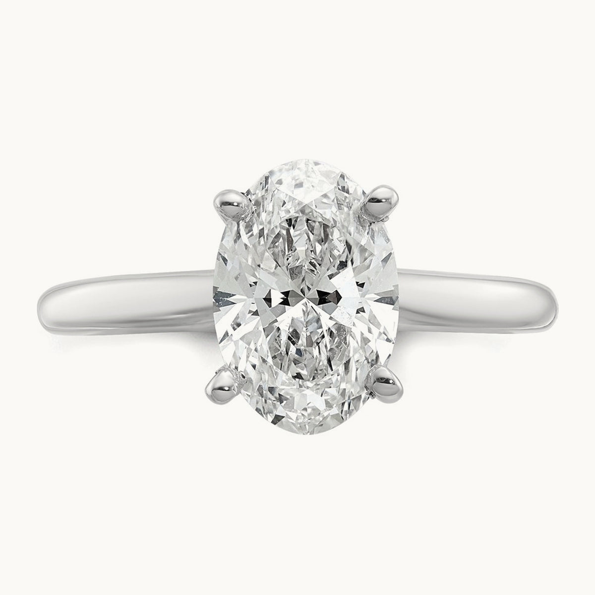 Oval Solitaire Engagement Ring, 0.50-5.00 ct tw Lab-Grown Diamond — 2 ct, 14K White Gold