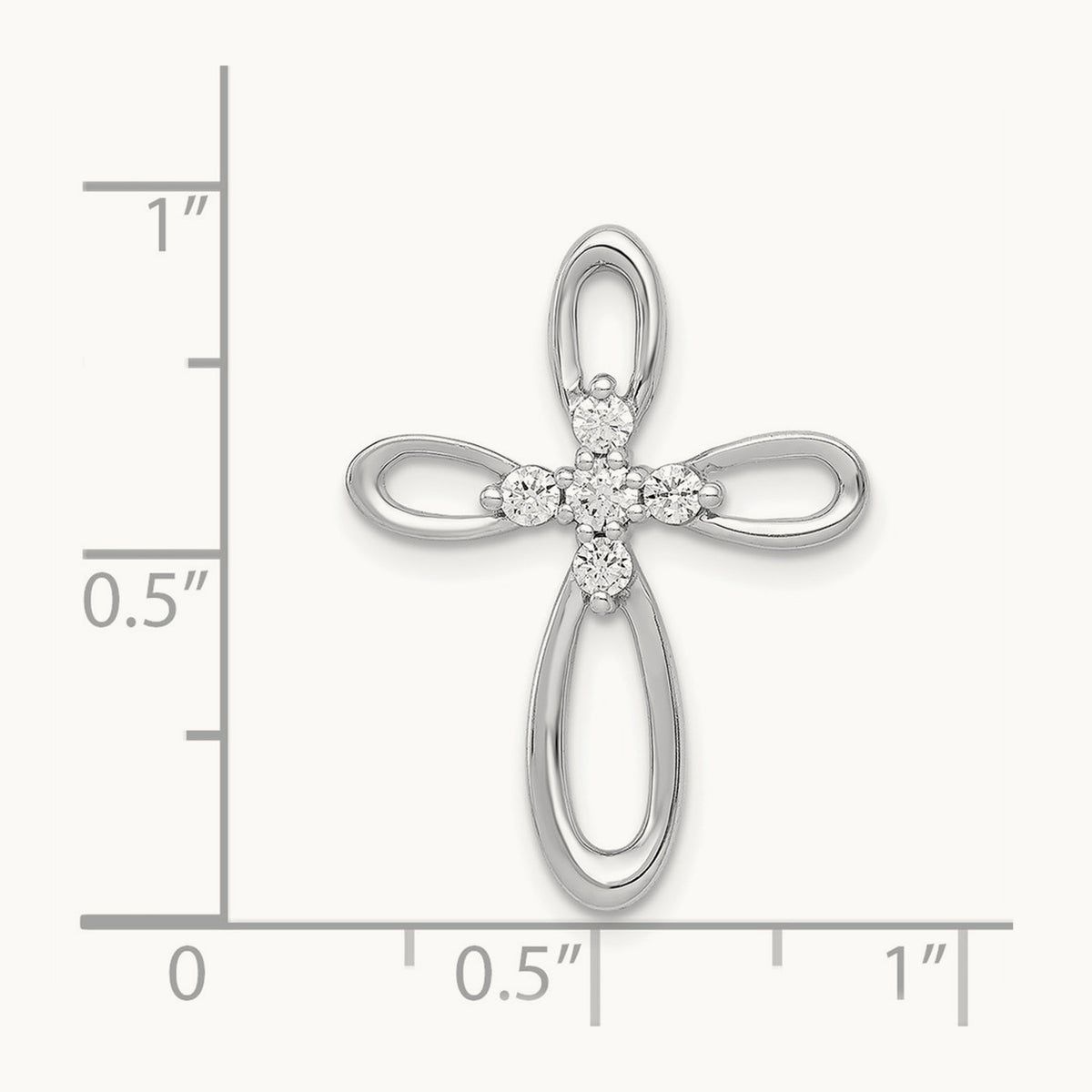 1/20ct. Diamond Cross Chain Slide — 14K White Gold, 23.5mm, 0.2 ct