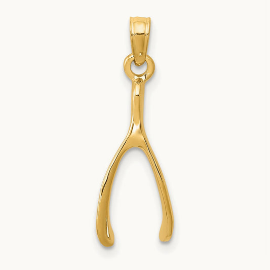 Wishbone Pendant, 14K