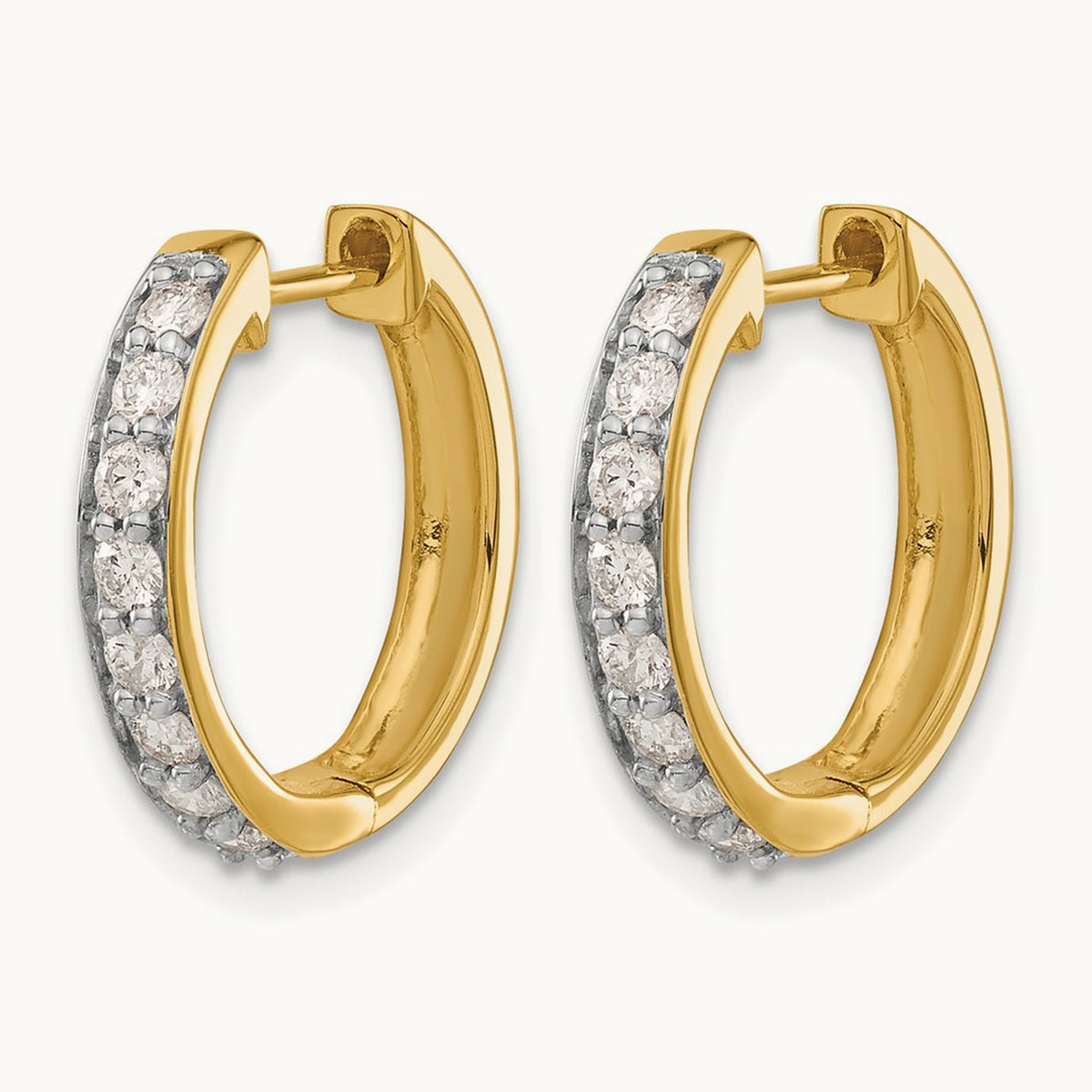 Diamond Hinged Hoop Earrings, 14K
