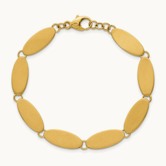 Brushed Fancy Link Bracelet, 8mm, 14K