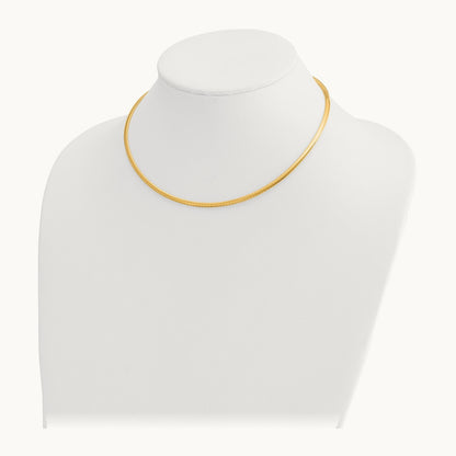 Domed Omega Necklace — 14K Yellow Gold, 16mm, 3mm