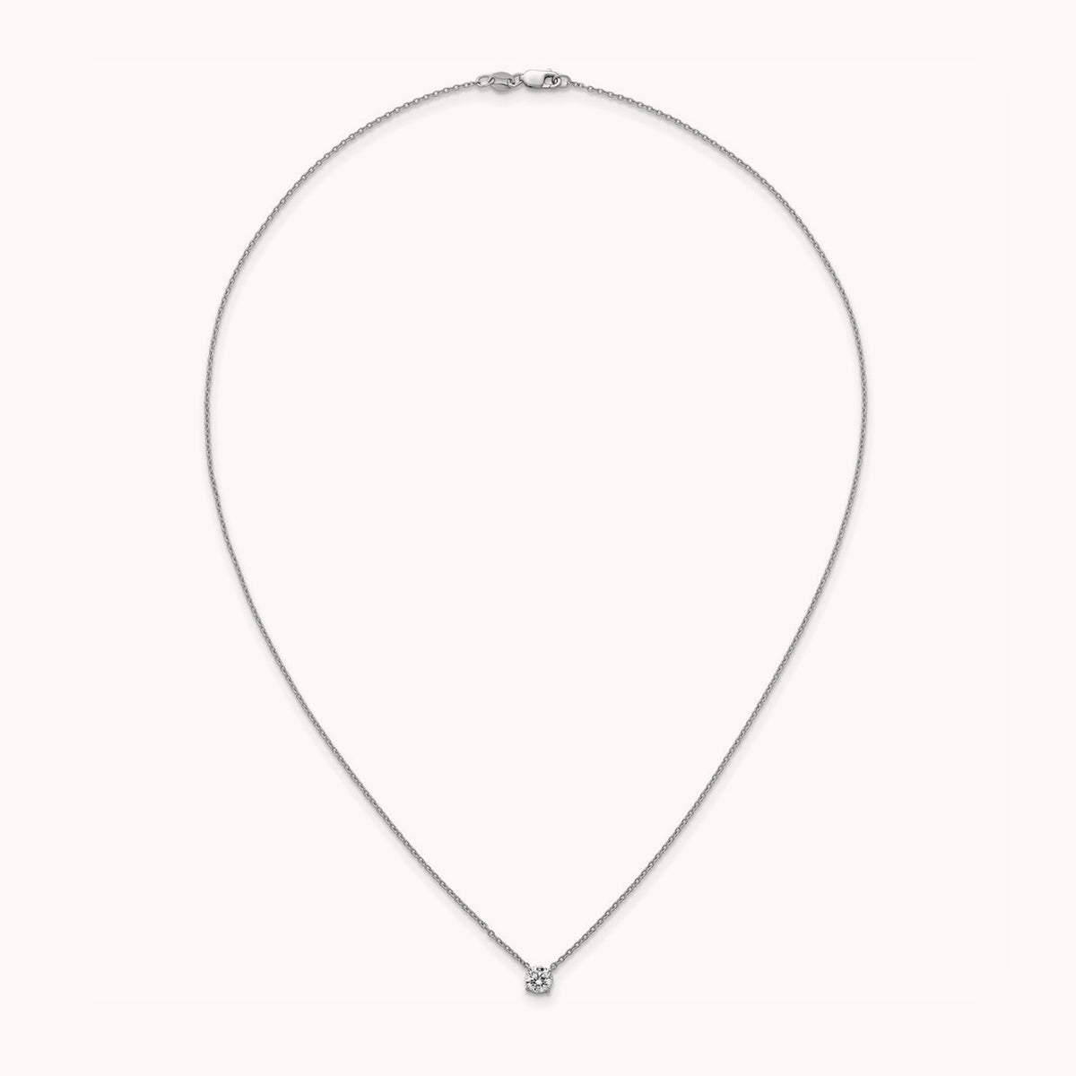 Four-Prong Solitaire Necklace, 0.50-4.00 ct tw Lab-Grown Diamond — 14K White Gold