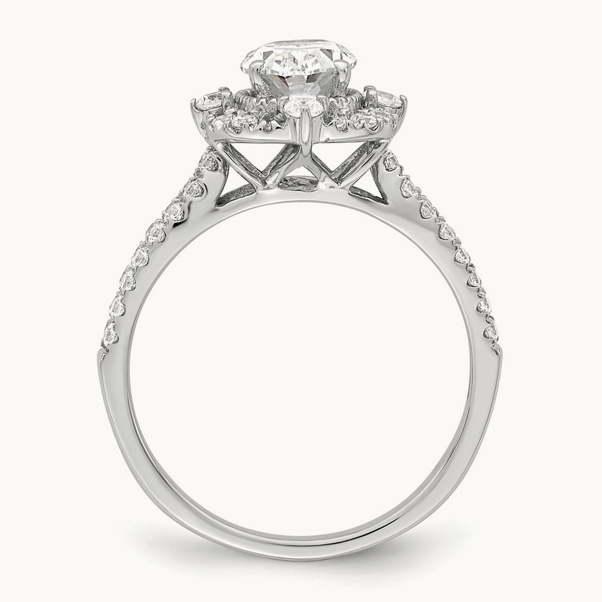 Vintage 1ct Oval Halo Dia Semi-Mount Ring, 14K White Gold