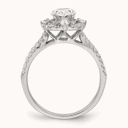 Vintage 1ct Oval Halo Dia Semi-Mount Ring, 14K White Gold