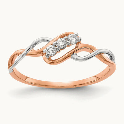 3 Stone Twist Ring, 0.15 ct tw Lab-Grown Diamond