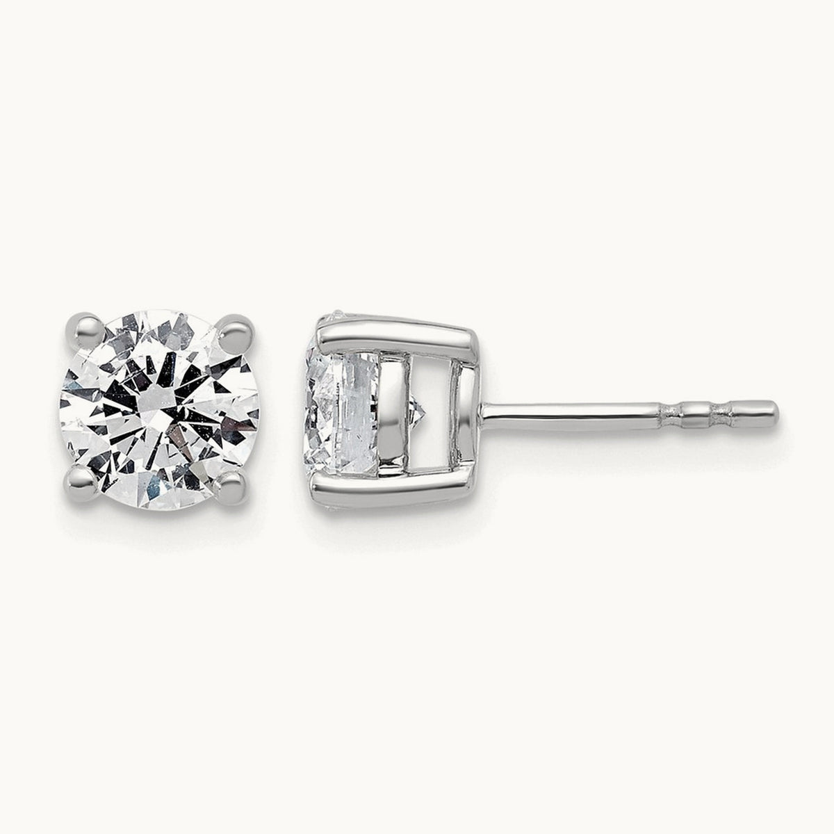 Round Lightweight Earrings, 0.25-6.00 ct tw Lab-Grown Diamond — 2 ct, 10K White Gold
