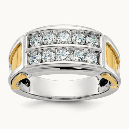 IBGoodman Men's Polished & Cut-Out 2-Row Diamond Ring, 14K Two-tone
