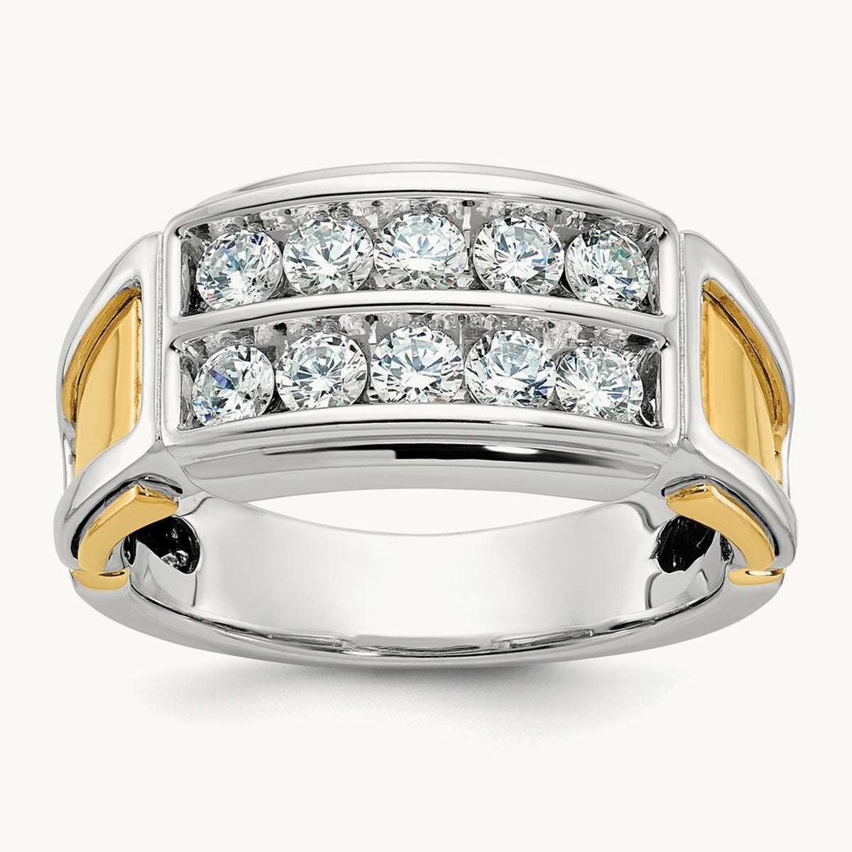 IBGoodman Men's Polished & Cut-Out 2-Row Diamond Ring, 14K Two-tone