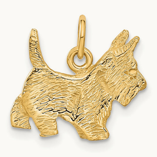 Ruby Eye Scottie Dog Charm, 14K