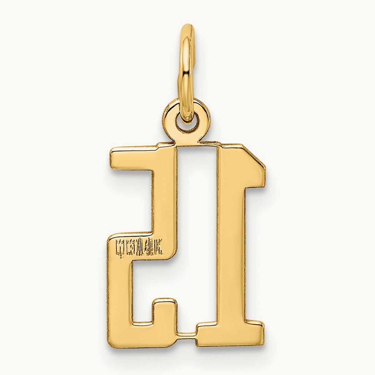 Small Elongated Number 15 Charm — 14K Yellow Gold