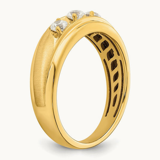 3-Stone Complete Diamond Men's Ring, 14K