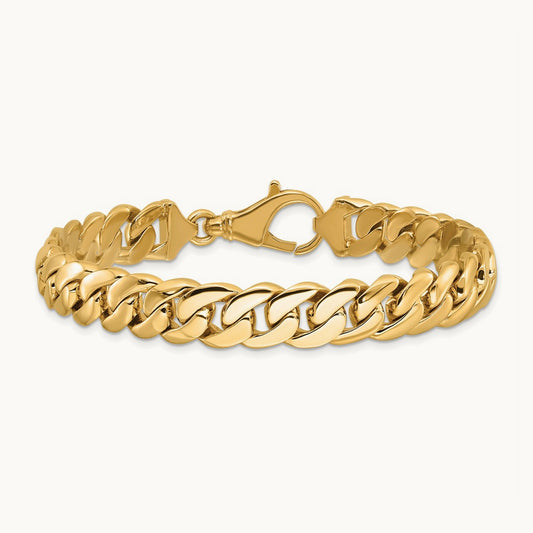 Hand Polished Fancy Link Bracelet, 10.75mm, 14K