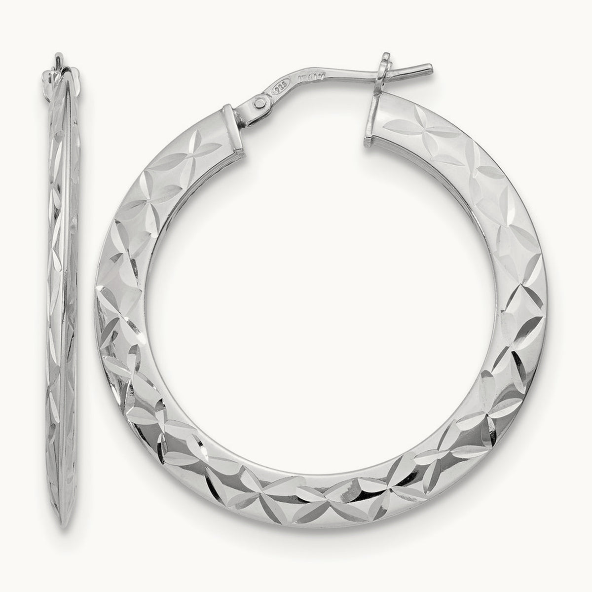 RH- Polished & D/C Hoop Earrings — Leslie's — 34mm