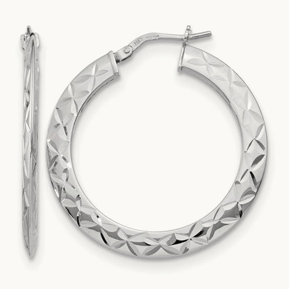 RH- Polished & D/C Hoop Earrings — Leslie's — 34mm
