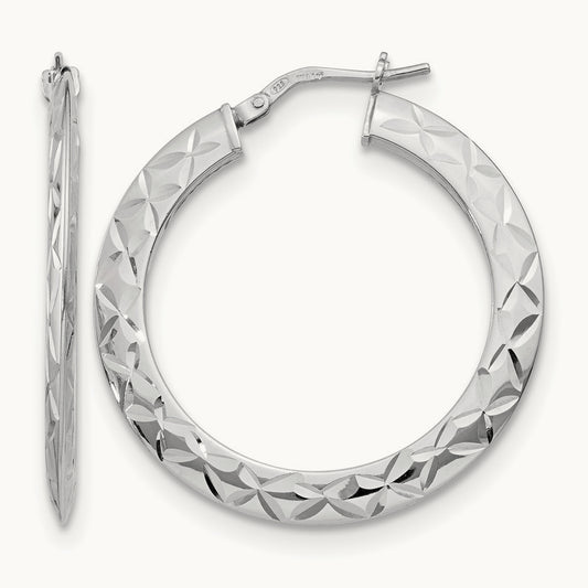 RH- Polished & D/C Hoop Earrings — Leslie's — 34mm