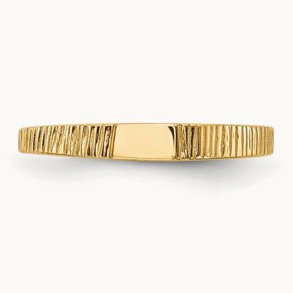 Polished & Ridged Baby Ring, 14K