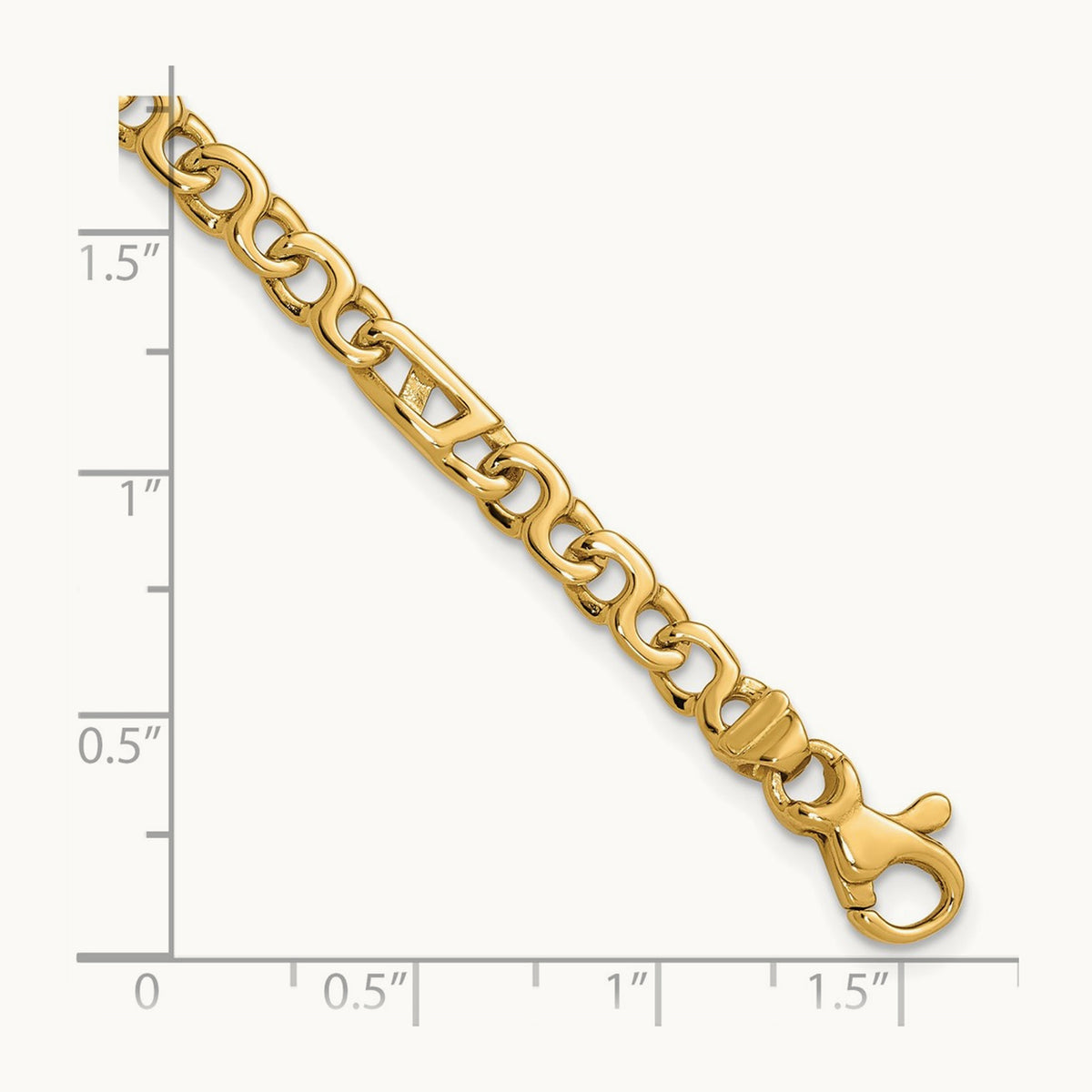 Hand Polished Fancy Link Bracelet, 4.3mm, 14K