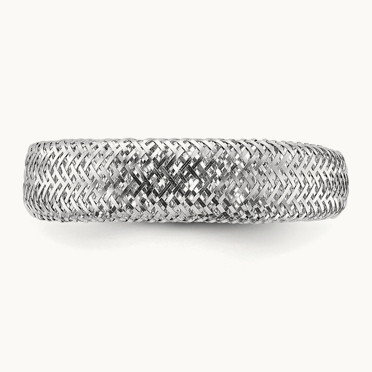 Mesh Tapered Stretch Ring — 14K Two-Tone Gold