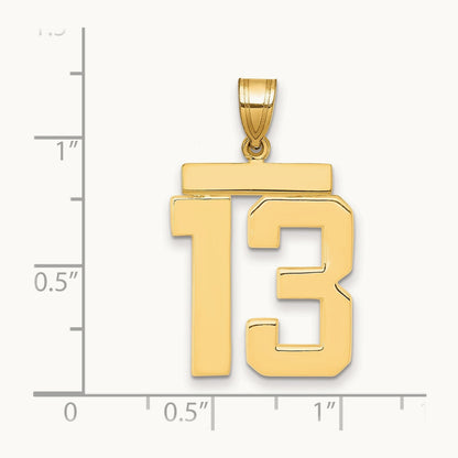 Large Polished Number 13 Charm, 14K
