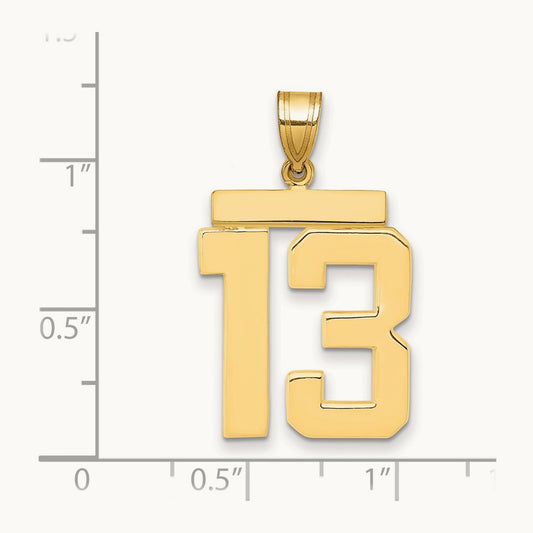 Large Polished Number 13 Charm, 14K