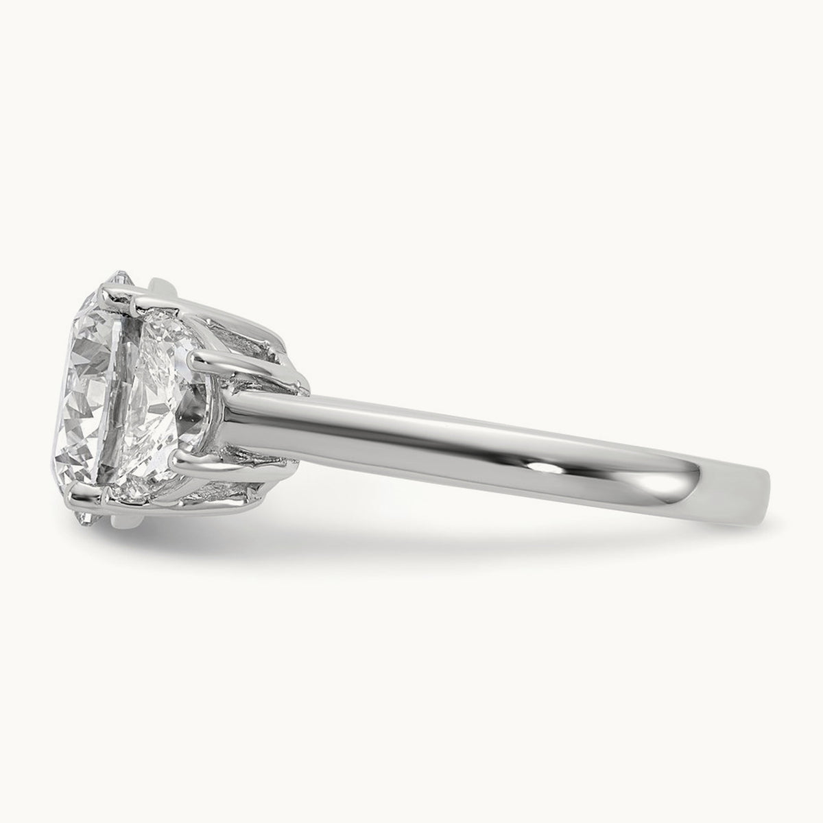 Round 3 Stone Engagement Ring, 1.25-4.00 ct tw Lab-Grown Diamond — 4 ct, 14K White Gold