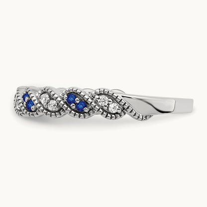 Sapphire and Diamond Twist Band, 14K White Gold