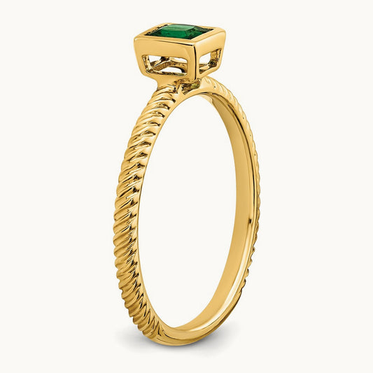 Square Bezel Emerald Ring, 14K