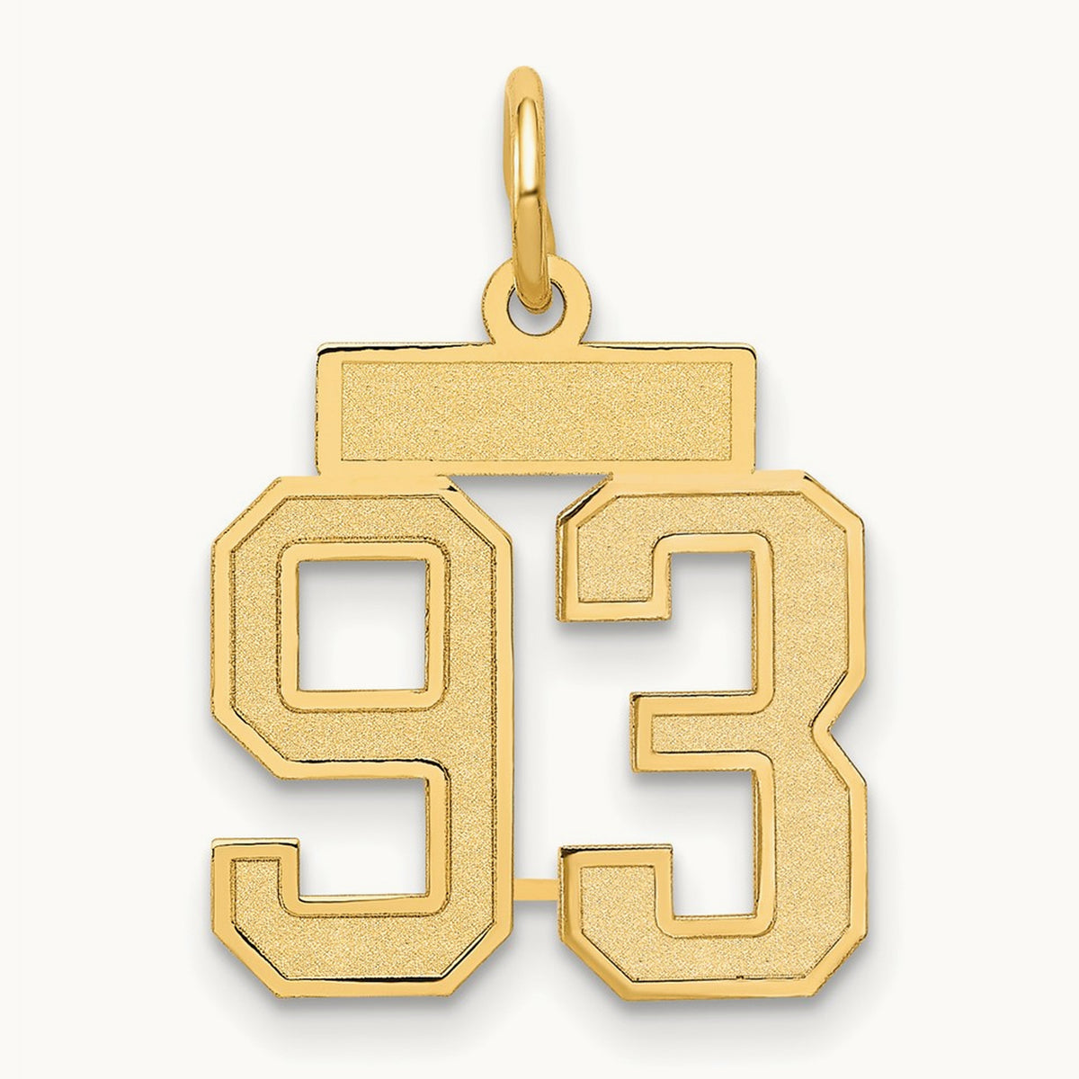 Small Satin Number 93 Charm, 14K