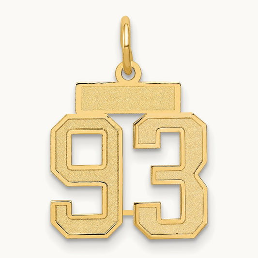 Small Satin Number 93 Charm, 14K