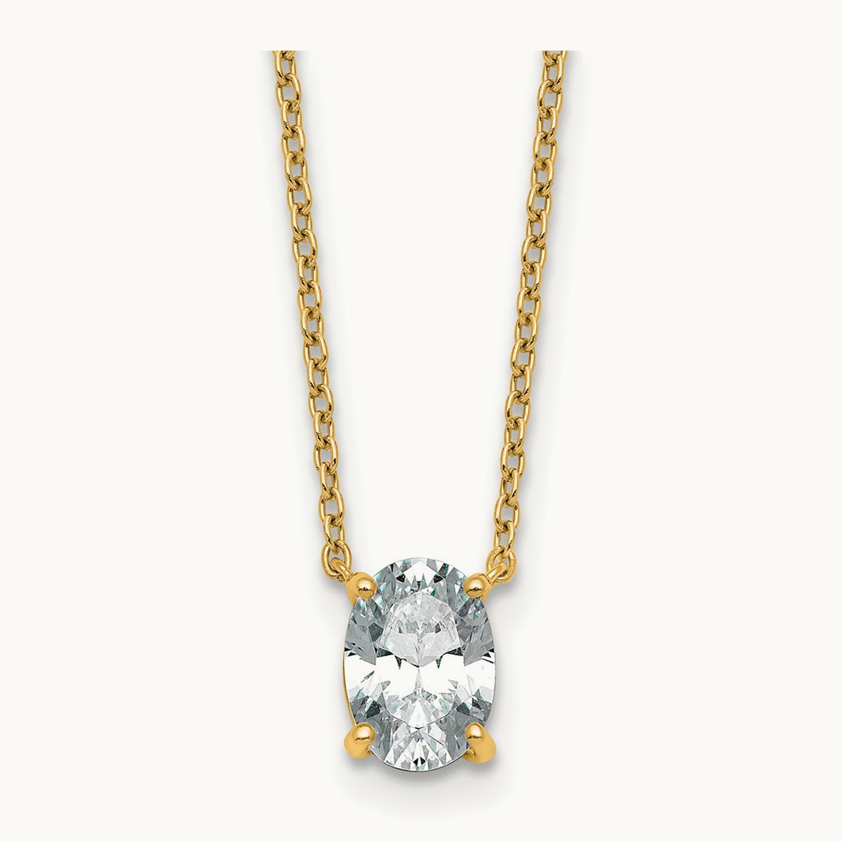 Oval Pendant Necklace, 0.25-4.00 ct tw Lab-Grown Diamond — 1 ct, 14K Yellow Gold