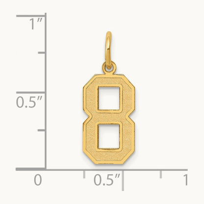 Medium Satin Number 8 Charm — 14K Yellow Gold
