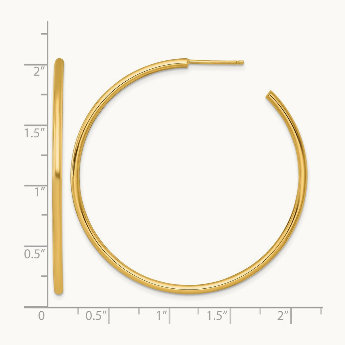 2.0 x Polished Post Hoop Earrings — 14K Yellow Gold