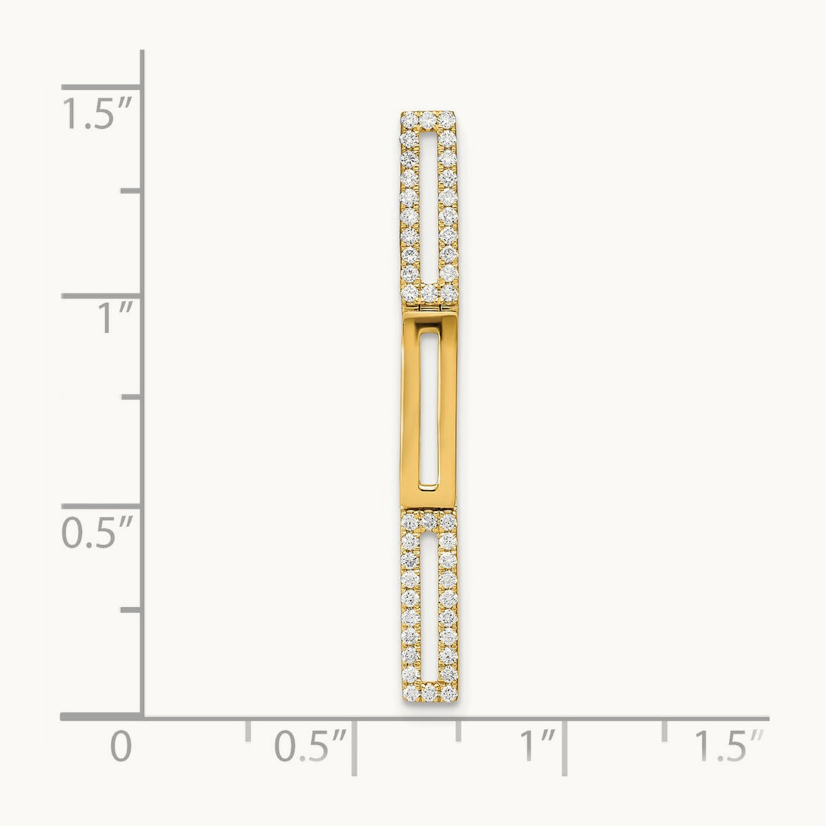 Polished Rectangle Link Diamond Chain Slide Pendant, 14K