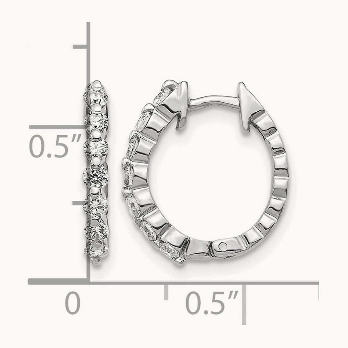 AA Diamond Hinged Hoop Earrings, 14K White Gold